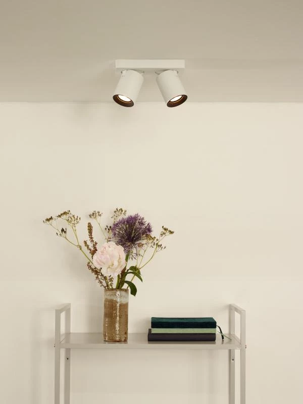Lucide NIGEL - Ceiling spotlight - LED Dim to warm - GU10 - 2x5W 2200K/3000K - White - atmosphere 1